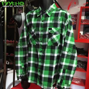 PSC "PREMIUM" EMBROIDERED SS  GREEN DEMON FLANNEL